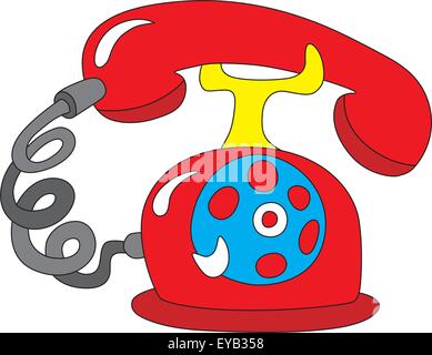 Illustrazione Vettoriale di vecchi rotante telefono rosso Illustrazione Vettoriale