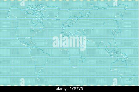 Secured arabescato diploma con incisa la mappa del mondo sfondo, gli elementi sono in strati per operazioni di editing semplici Illustrazione Vettoriale