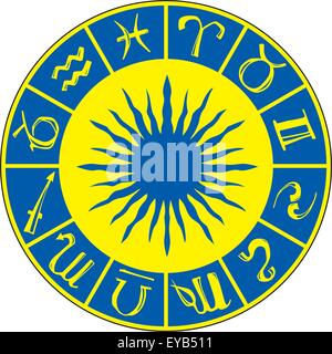 Oroscopo di simboli su sfondo blu Illustrazione Vettoriale