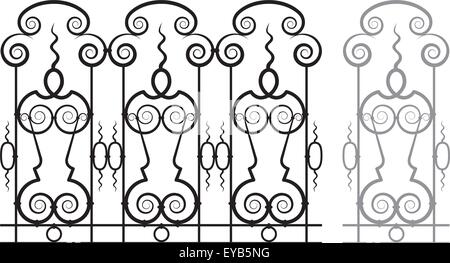 Modular cancellata in ferro battuto o recinzione Illustrazione Vettoriale