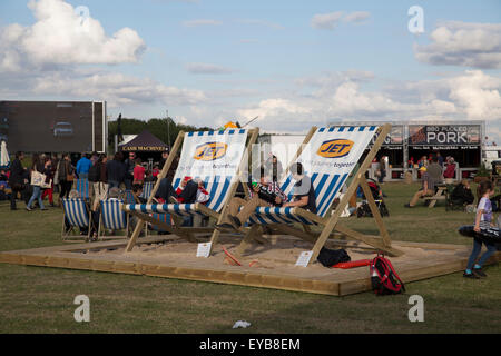 Silverstone, UK. Xxv Luglio, 2015. Giant sdraio a Silverstone Classic 2015 i mondi più grande motore classico racing festival. Credito: Keith Larby/Alamy Live News Foto Stock