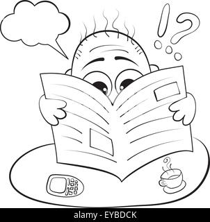 Illustrazione Vettoriale. L'uomo leggendo un giornale. caricatura ritratto Illustrazione Vettoriale