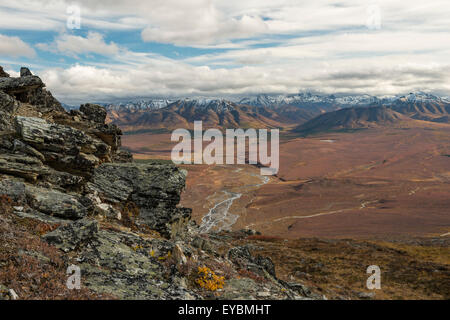 Vista nel Parco Nazionale di Denali da Primrose Ridge Foto Stock