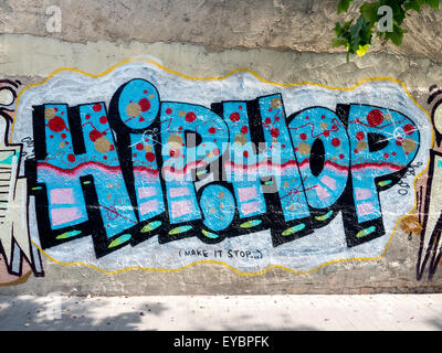 Hip hop graffiti sulla parete Foto Stock
