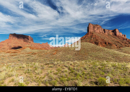 Arenaria buttes, Castle Mountain, professore Valley, Moab, Utah Foto Stock