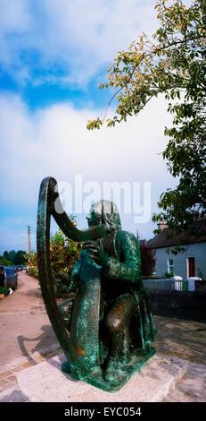 O'Carolan statua, Mohill, Co Leitrim, Irlanda Foto Stock