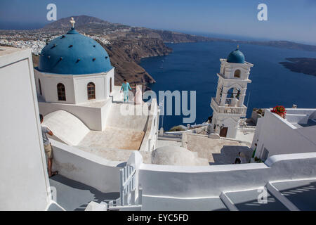 Anastasi Chiesa di Imerovigli, Santorini scale le Cicladi, Grecia, UE, Europa Foto Stock