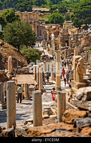 Antica città di Efeso vicino a Selcuk, Kusadasi, la Turchia con una storia di greco e di occupazione romana. Foto Stock