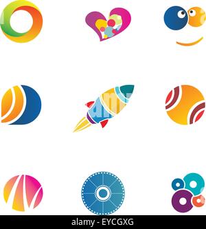 Intrattenimento set di icone Abstract il logo colorato di modelli per industria del divertimento business Illustrazione Vettoriale