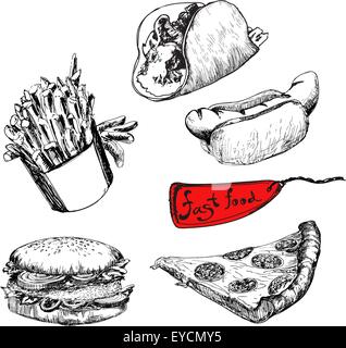 Fast food. Serie di illustrazioni Illustrazione Vettoriale