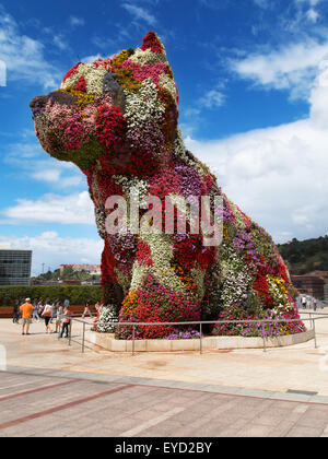 Jeff Koons Puppy scultura a Bilbao, Spagna. Foto Stock