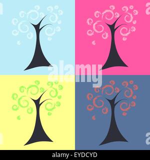 Quattro stagioni - Primavera, estate, autunno e inverno. Struttura di arte con ricci corona per il design. Illustrazione Vettoriale eps10. Illustrazione Vettoriale