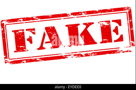 Timbro di gomma con la parola fake interno, illustrazione vettoriale Foto Stock