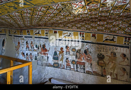 A Luxor Egitto: dipinti dalla tomba di Roy (TT55) XVIII° dyn.,da nobili tombe nella zona di Dra Abu el-Naga Foto Stock