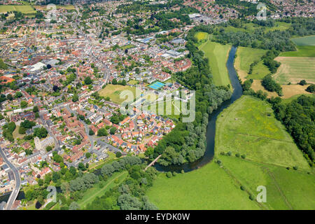 Vista aerea di Sudbury nel Suffolk, Regno Unito Foto Stock