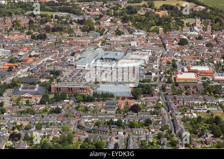 Foto aerea di Bury St Edmunds town centre, Suffolk, Regno Unito Foto Stock