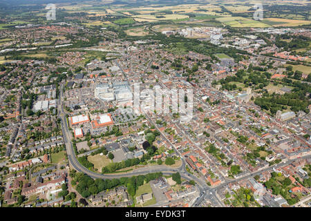 Foto aerea di Bury St Edmunds town centre, Suffolk, Regno Unito Foto Stock