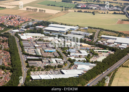 Foto aerea di Moreton Hall industrial estate in Bury St Edmunds, Suffolk, Regno Unito Foto Stock