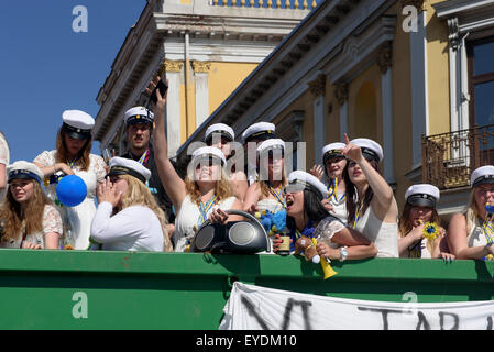 Nuovi studenti celebrare l'inizio dei loro studi in Kristianstad, Provincia Skåne, Svezia Foto Stock