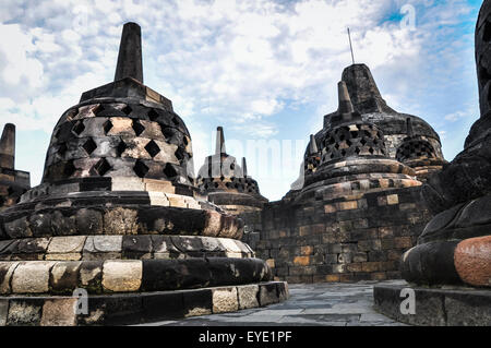 Buddist tempio Borobudur UNESCO World Heritage Complex in Yogjakarta in Java, Indonesia Foto Stock