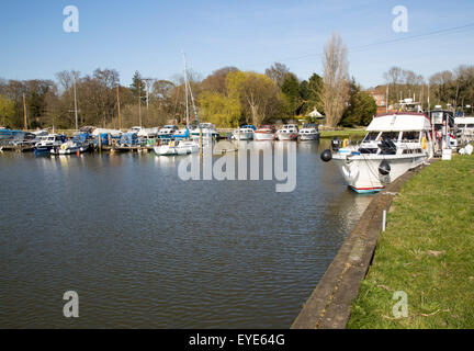 Barche da diporto sul Norfolk Broads Somerleyton, marina, vicino Lowestoft, Suffolk, Inghilterra, Regno Unito Foto Stock