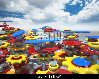 Immagine 3d di colorati ingranaggio giocattolo Foto Stock