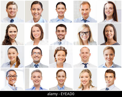 Collage con molte persone di affari ritratti Foto Stock