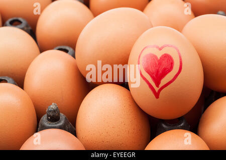 In questo cestello porta uovo non ci è stanza per trenta uova e uno con un cuore Foto Stock