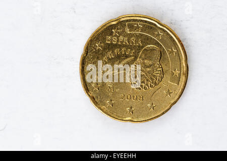 Venti Euro cent con Espania retro look usato Foto Stock