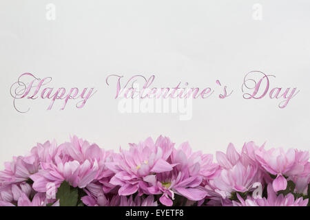 Happy valentines card con decorazioni di fiori Foto Stock