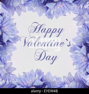 Happy valentines card con decorazioni di fiori Foto Stock