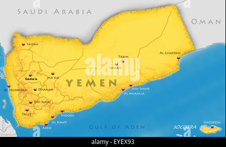 Repubblica dello Yemen mappa Foto Stock