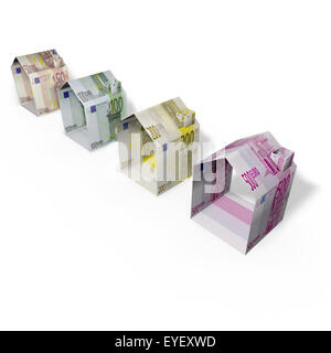 Case fatte di carta euro denaro Foto Stock