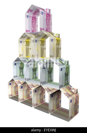 Case fatte di carta euro denaro Foto Stock