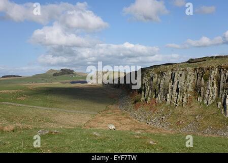 Vista del Vallo di Adriano Romano di VINDOLANDA Fort & Museum Foto Stock