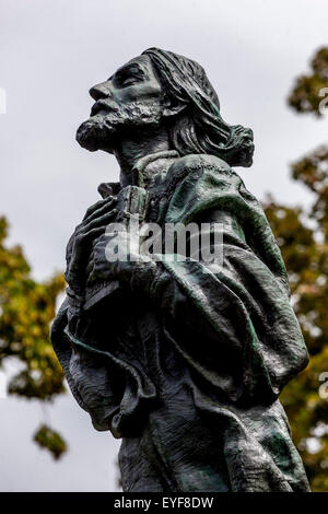 Bronze Art Nouveau statua di Jan Hus dallo scultore Frantisek Bilek Tabor, Repubblica Ceca Foto Stock