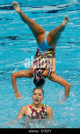 Kazan, Russia. 28 Luglio, 2015. Team Japan compete nel Team libero evento preliminare durante il nuoto sincronizzato della concorrenza a 2015 dei Campionati del Mondo di nuoto a Kazan, Russia, 28 luglio 2015. Team Japan 3° classificato con un punteggio di punti 93.7000. Credito: Zhang ventola/Xinhua/Alamy Live News Foto Stock