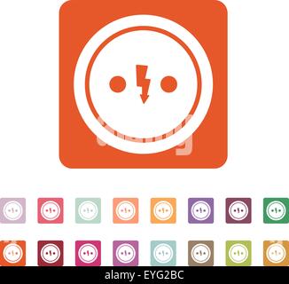 La presa elettrica e la relativa icona. Simbolo della presa. Appartamento Illustrazione Vettoriale