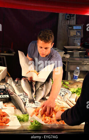 Rialto Mercato del pesce, Venezia, Italia Foto Stock