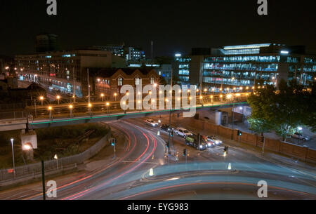 Tempo di notte vista del Canal Street a NOTTINGHAM, NOTTINGHAMSHIRE REGNO UNITO Inghilterra Foto Stock