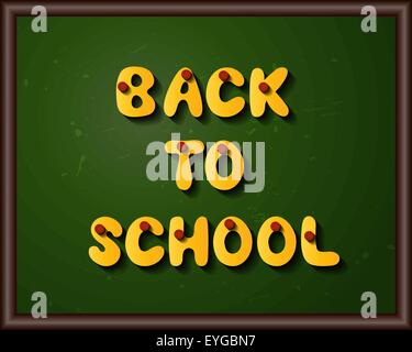 Lavagna con il Ritorno a scuola il titolo da giallo lettere e le spine. Illustrazione Vettoriale