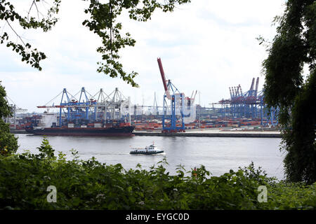 Amburgo, Germania, vista dall'Elbchaussee sul porto Foto Stock