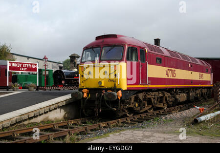 Classe 47 locomotiva diesel 47785 kirkby stephen east stazione ferroviaria stainmore cumbria Foto Stock