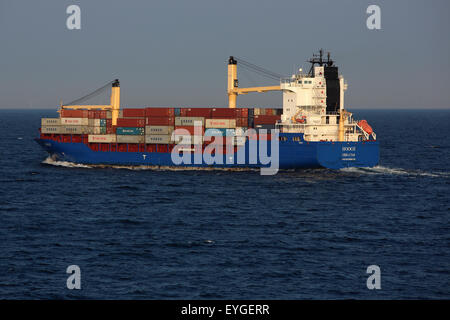 Rostock, Germania, nave cargo Hooge sul Mar Baltico Foto Stock