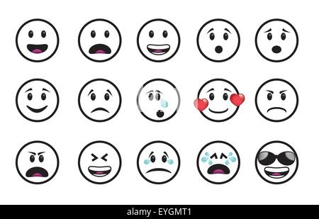 Set di icone in diverse emozioni e stati d'animo. Illustrazione Vettoriale
