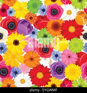 Seamless sfondo con fiori colorati. Illustrazione Vettoriale. Illustrazione Vettoriale