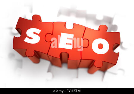 SEO - Testo su Red puzzle. Foto Stock