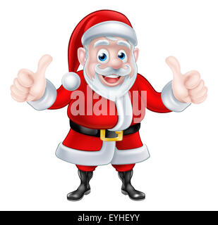 Un Natale cartoon illustrazione di Babbo Natale dando un doppio pollice in alto Foto Stock