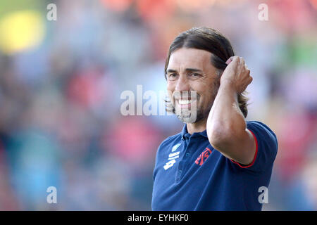 Mainz, Germania. 29 Luglio, 2015. Mainz allenatore Martin Schmidt reagisce durante il soccer test match 1 FSV Mainz 05 vs Lazio Roma in Mainz, Germania, 29 luglio 2015. Foto: Fredrik von Erichsen/dpa/Alamy Live News Foto Stock