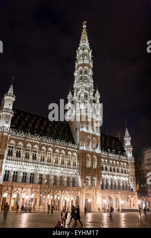 Town Hall sul famoso grande posto nel centro della città di Bruxelles, Belgio Foto Stock